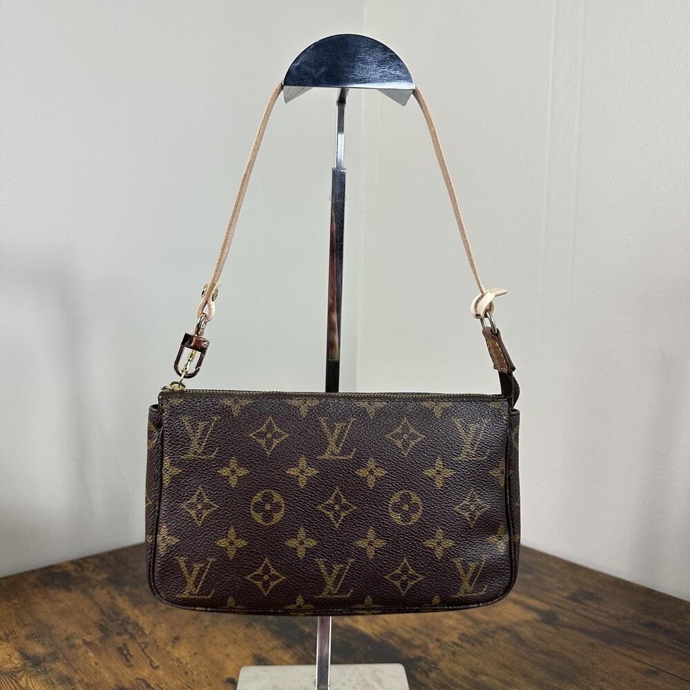 Louis Vuitton Monogram Canvas Satchel with Natural Leather Strap